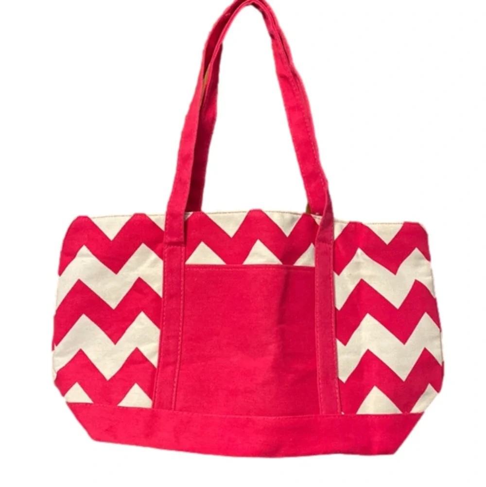 Vibrant Pink Chevron Print Tote Bag